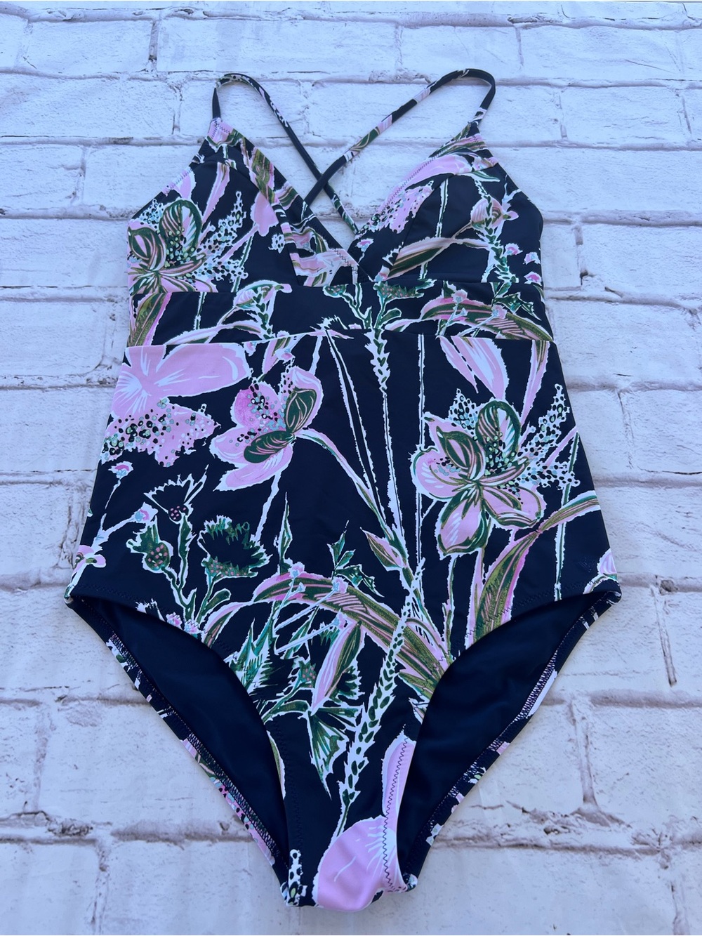 Vineyard Vines Navy One-Piece Swimsuit with Pink Floral Print
